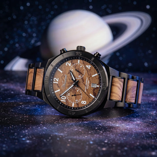 Férfi fából készült óra Saturn - Planetary collection