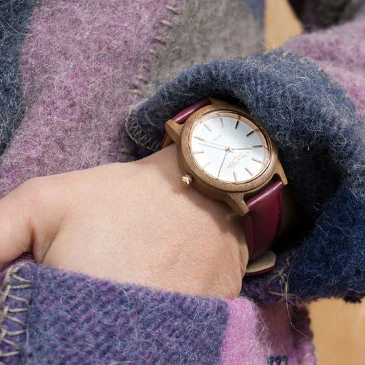 kozene bordove hodinky