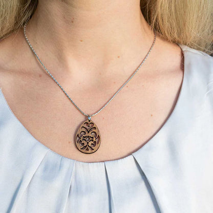 Bohém Ezüst és Barrique tölgyfa nyaklánc