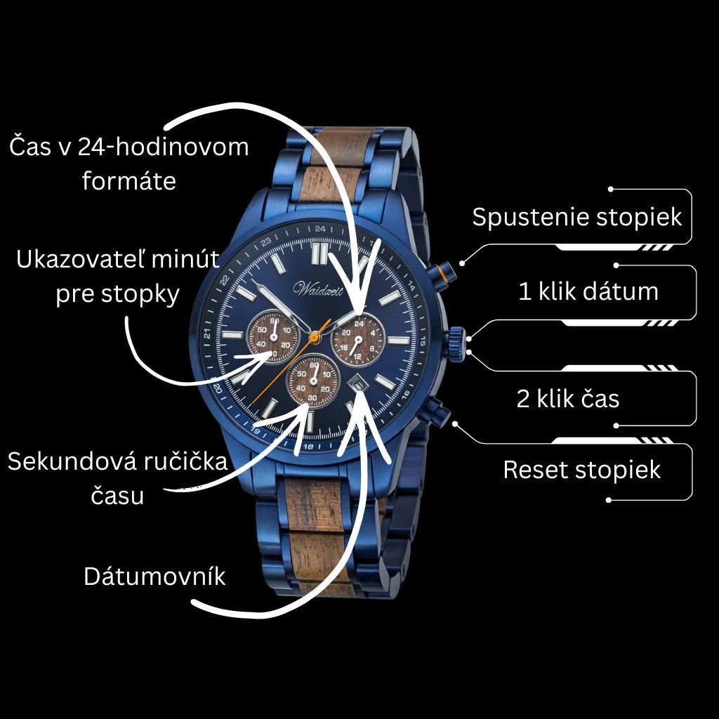 Ako používať chronograf Waidzeit – vysvetlivky funkcií stopiek