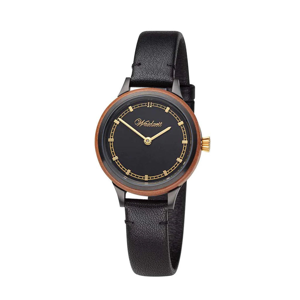 Dámske drevené hodinky Cherry Black Petite – drevené hodinky Waidzeit