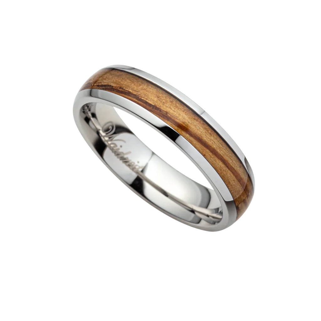 Dámsky drevený prsteň Waidzeit Harmonie zo striebornej ocele a dubového dreva – lesná elegancia a prírodný šarm