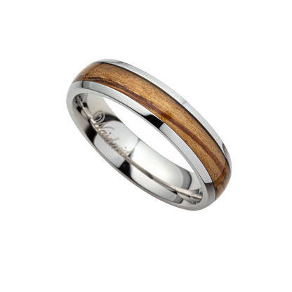 Dámsky drevený prsteň Waidzeit Harmonie zo striebornej ocele a dubového dreva – lesná elegancia a prírodný šarm