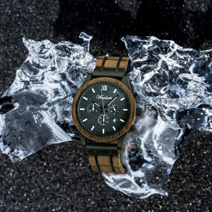 Alpinist férfi fa kronográf karóra