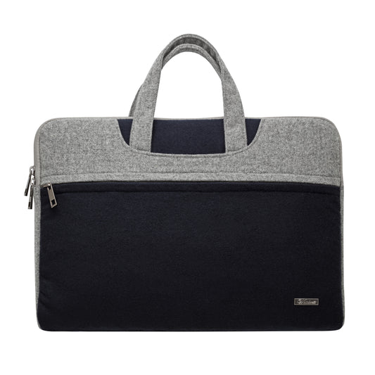 Taška na notebook Waidzeit Gundula v kombinácii tmavomodrej a sivej farby z prírodných materiálov – elegantný a nadčasový doplnok