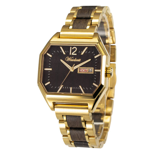 Unisex drevené hodinky Waidzeit Metropolitan Wien z bahenného duba s ciferníkom z pravého dreva a remienkom z kombinácie ocele a dreva – inšpirované eleganciou cisárskej Viedne