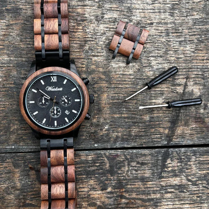 Alpinist férfi fa kronográf karóra