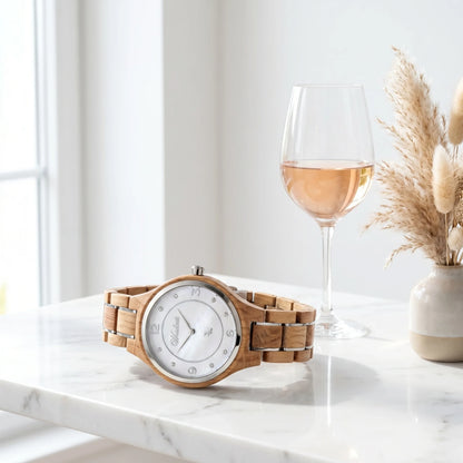 Barrique Wine Blanc női fa karóra