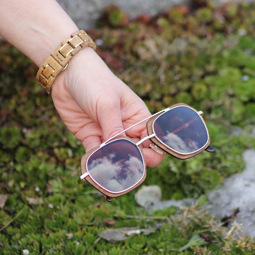 slnečné Drevené okuliare Orech