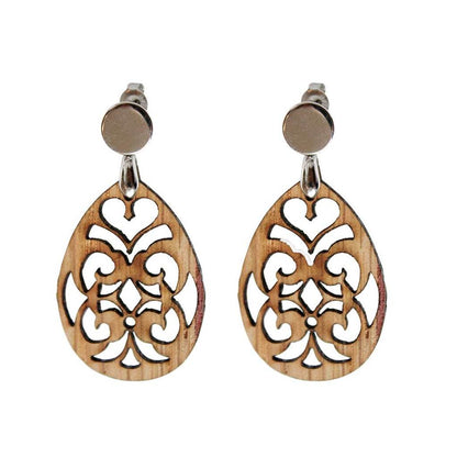 Drevené náušnice Bohéme Barrique – drevené hodinky Waidzeit
