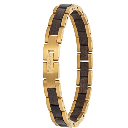 Drevený náramok Mystik Gold – drevené hodinky Waidzeit