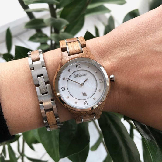 Drevený náramok Element Strieborný