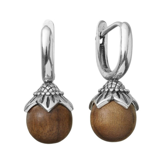 visiace naušnice drevo